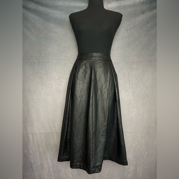 Who What Wear Dresses & Skirts - Black faux leather pleated a line midi skirt size 2